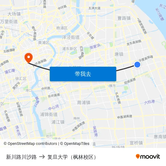 新川路川沙路 to 复旦大学（枫林校区） map