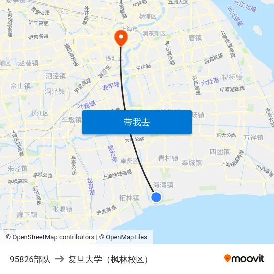95826部队 to 复旦大学（枫林校区） map