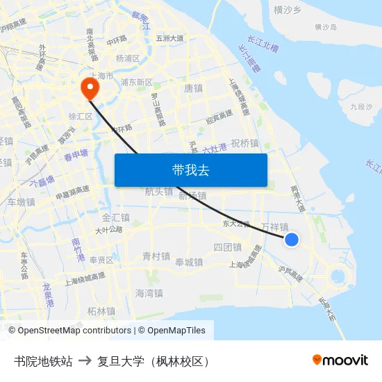 书院地铁站 to 复旦大学（枫林校区） map