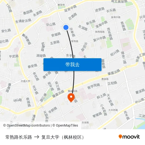 常熟路长乐路 to 复旦大学（枫林校区） map