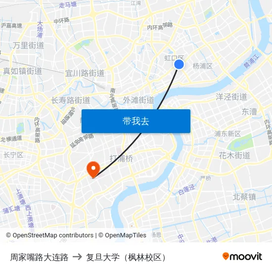 周家嘴路大连路 to 复旦大学（枫林校区） map