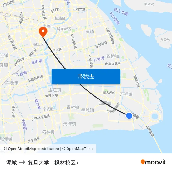 泥城 to 复旦大学（枫林校区） map