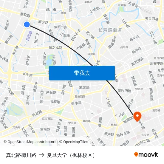 真北路梅川路 to 复旦大学（枫林校区） map