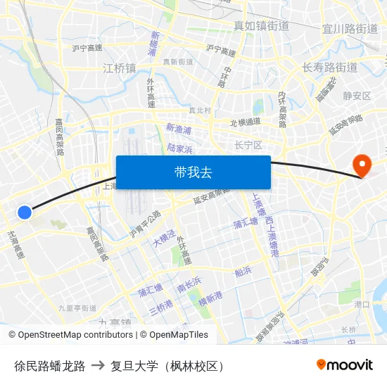 徐民路蟠龙路 to 复旦大学（枫林校区） map