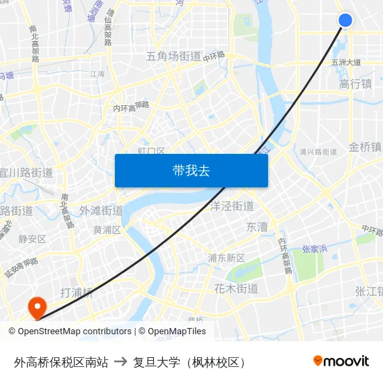 外高桥保税区南站 to 复旦大学（枫林校区） map