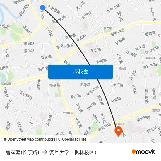 曹家渡(长宁路) to 复旦大学（枫林校区） map