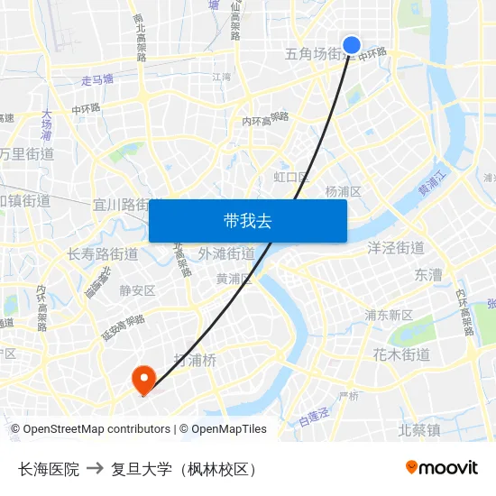 长海医院 to 复旦大学（枫林校区） map