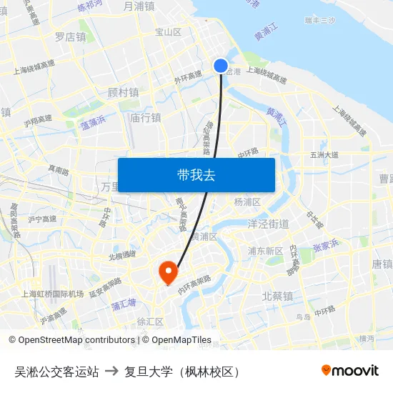 吴淞公交客运站 to 复旦大学（枫林校区） map