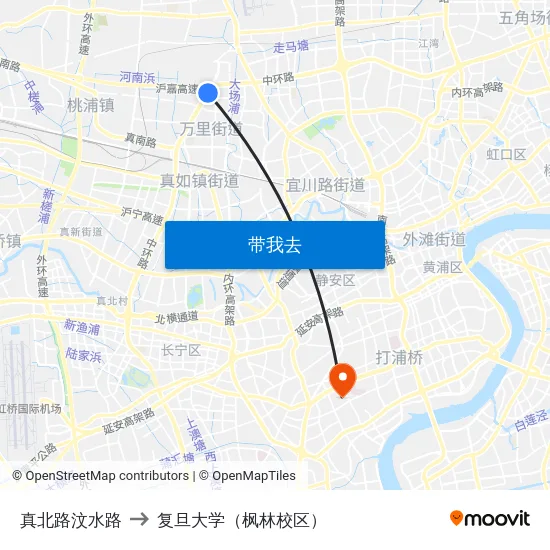真北路汶水路 to 复旦大学（枫林校区） map