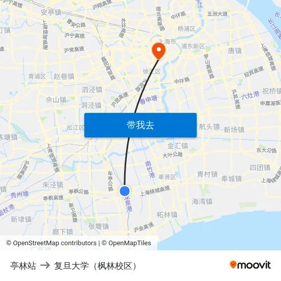 亭林站 to 复旦大学（枫林校区） map