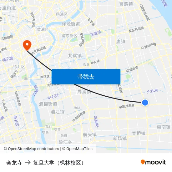会龙寺 to 复旦大学（枫林校区） map