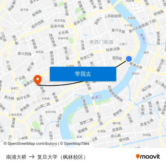 南浦大桥 to 复旦大学（枫林校区） map