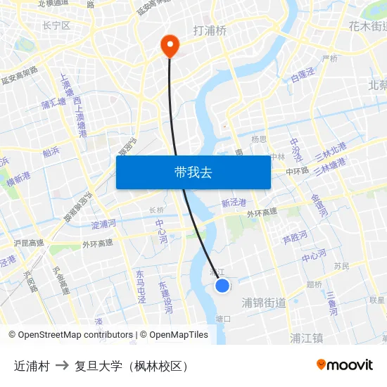 近浦村 to 复旦大学（枫林校区） map