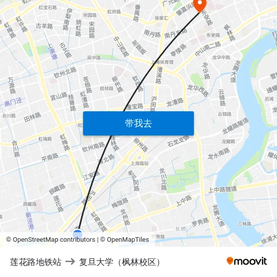 莲花路地铁站 to 复旦大学（枫林校区） map