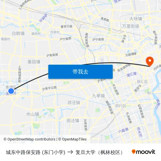 城东中路保安路 (东门小学) to 复旦大学（枫林校区） map