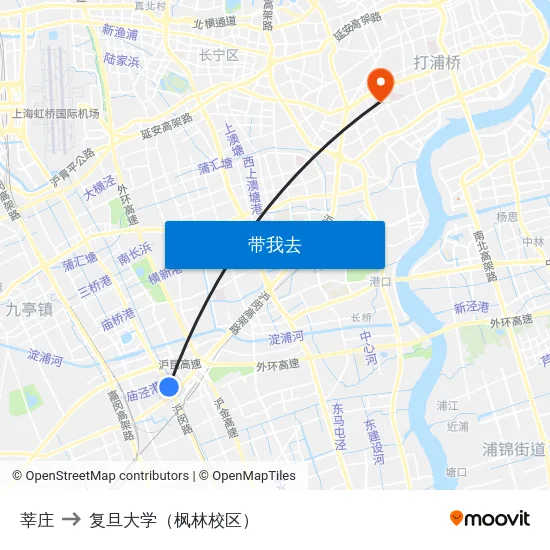 莘庄 to 复旦大学（枫林校区） map