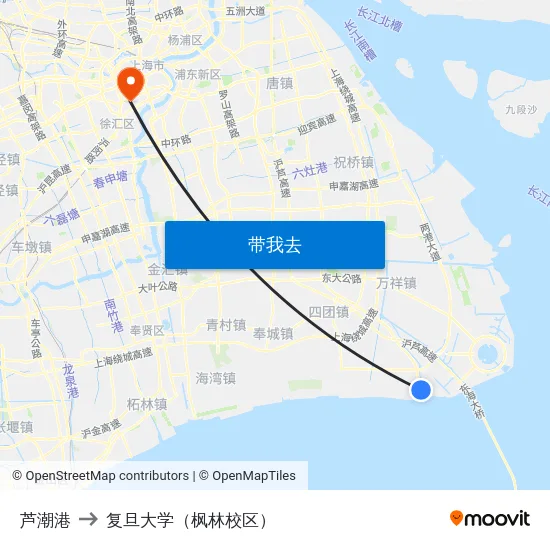 芦潮港 to 复旦大学（枫林校区） map