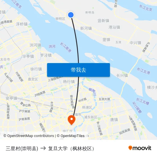 三星村(崇明县) to 复旦大学（枫林校区） map
