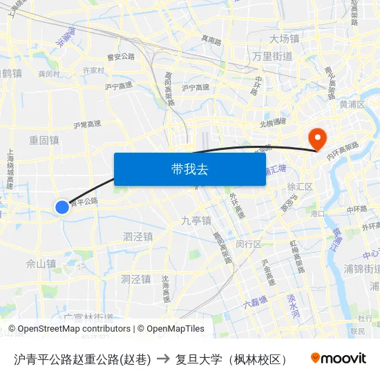 沪青平公路赵重公路(赵巷) to 复旦大学（枫林校区） map