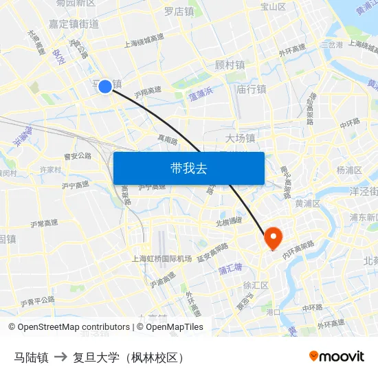 马陆镇 to 复旦大学（枫林校区） map