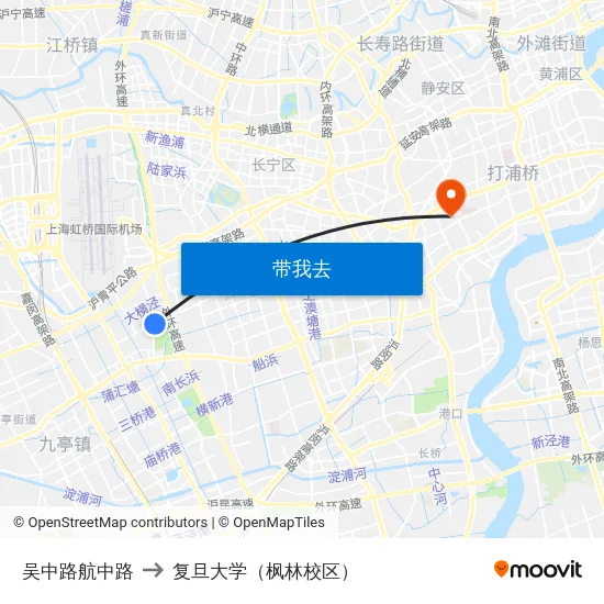 吴中路航中路 to 复旦大学（枫林校区） map