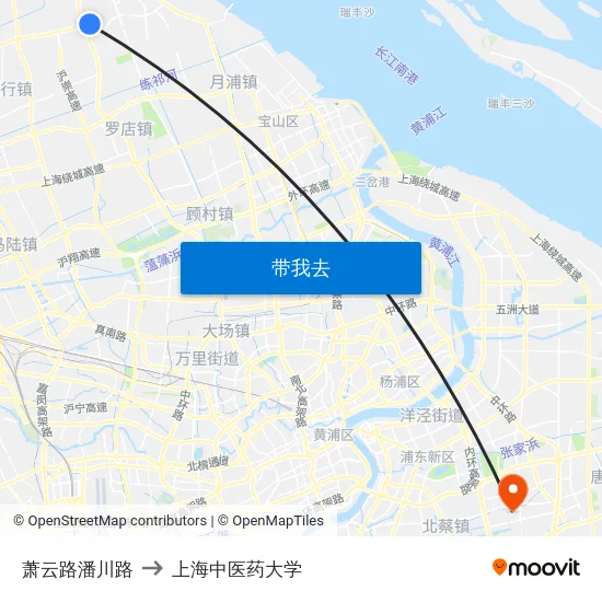 萧云路潘川路 to 上海中医药大学 map