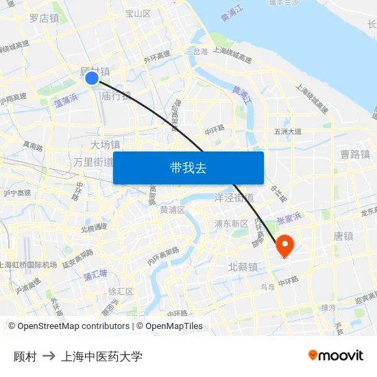 顾村 to 上海中医药大学 map
