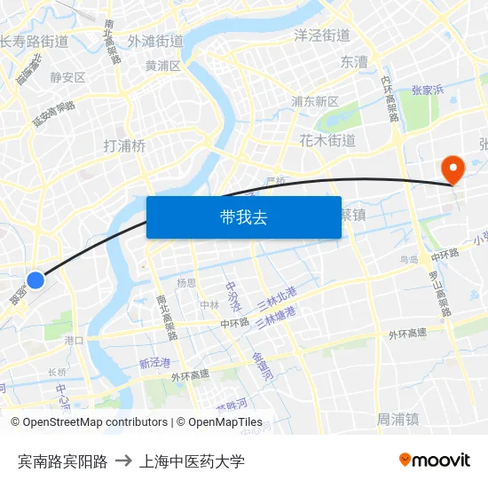 宾南路宾阳路 to 上海中医药大学 map