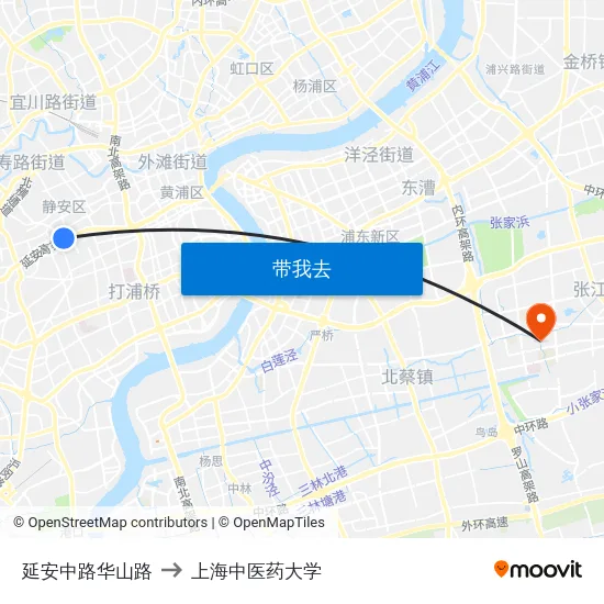 延安中路华山路 to 上海中医药大学 map