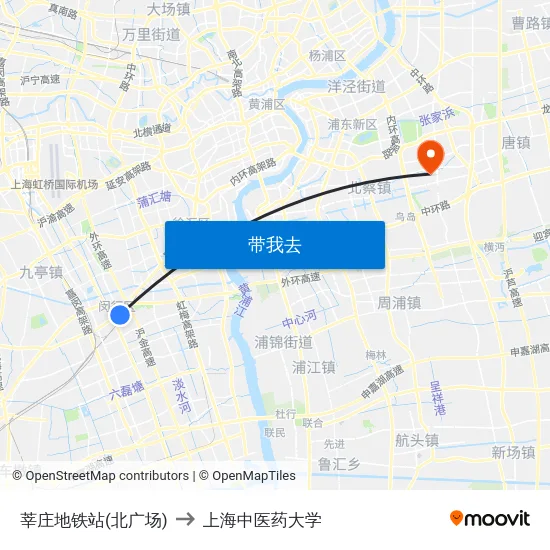 莘庄地铁站(北广场) to 上海中医药大学 map