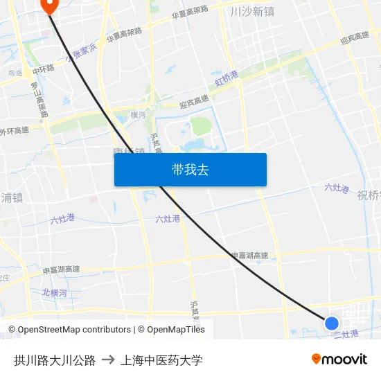 拱川路大川公路 to 上海中医药大学 map
