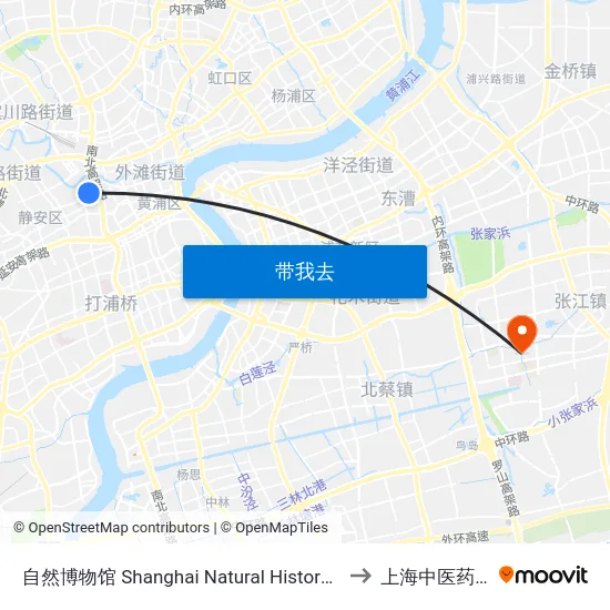 自然博物馆 Shanghai Natural History Museum to 上海中医药大学 map
