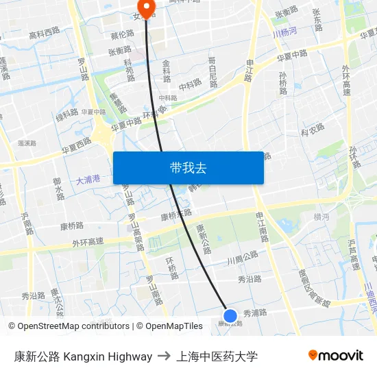 康新公路 Kangxin Highway to 上海中医药大学 map