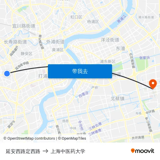 延安西路定西路 to 上海中医药大学 map