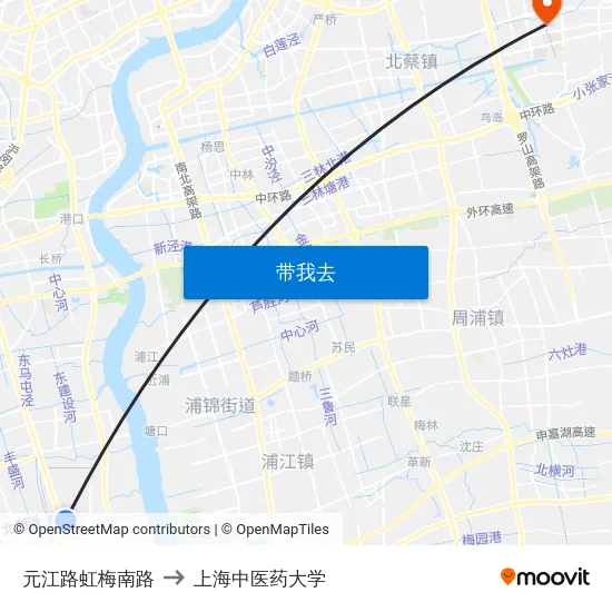 元江路虹梅南路 to 上海中医药大学 map