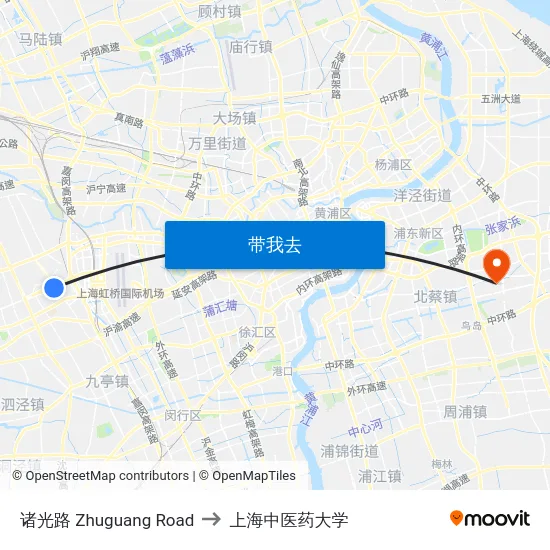 诸光路 Zhuguang Road to 上海中医药大学 map