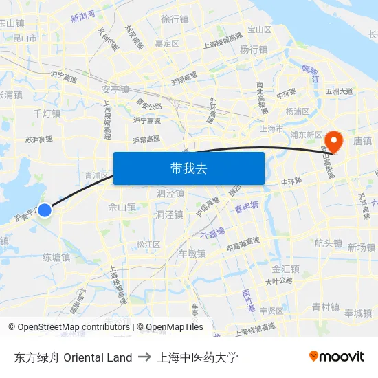 东方绿舟 Oriental Land to 上海中医药大学 map