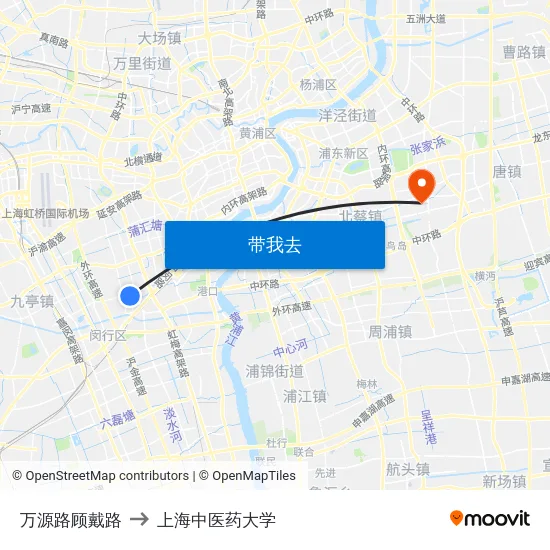 万源路顾戴路 to 上海中医药大学 map