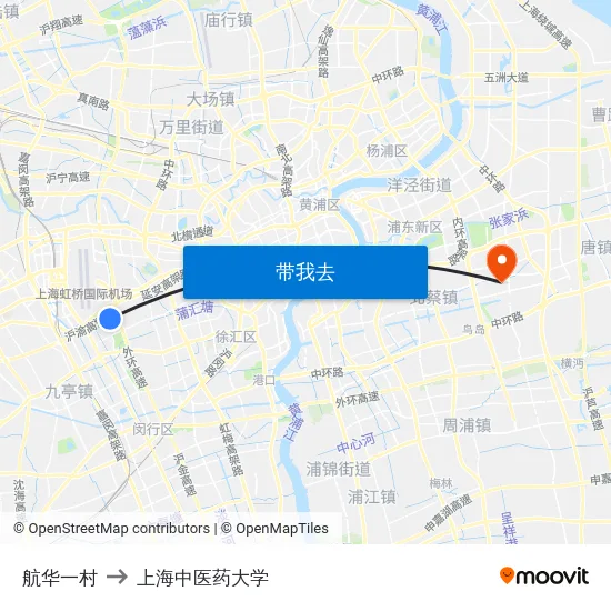 航华一村 to 上海中医药大学 map