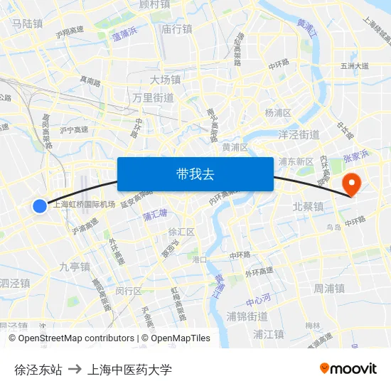 徐泾东站 to 上海中医药大学 map
