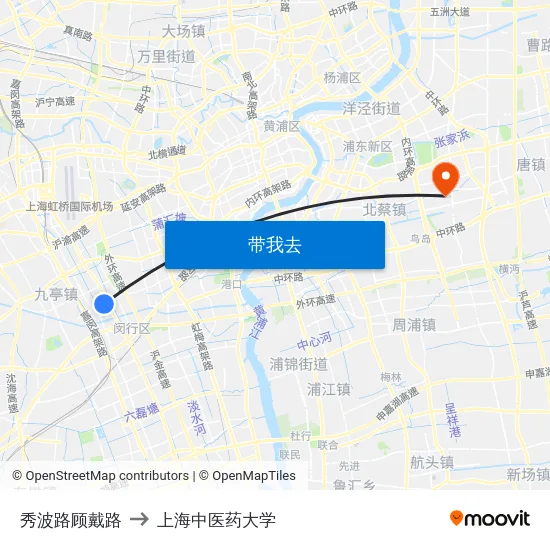 秀波路顾戴路 to 上海中医药大学 map