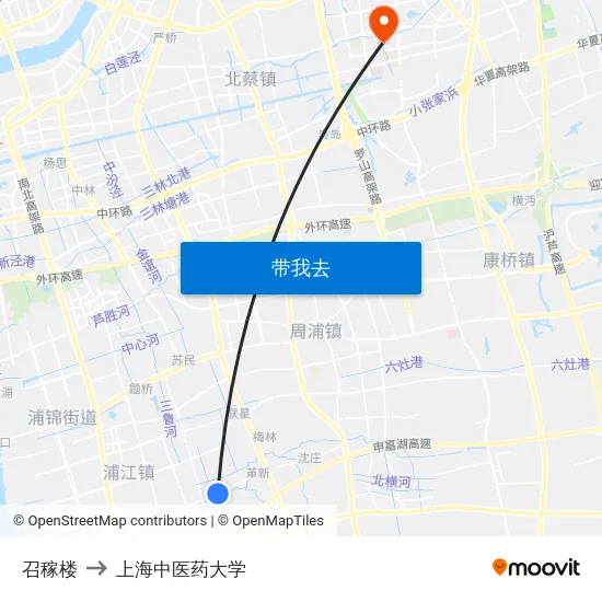 召稼楼 to 上海中医药大学 map