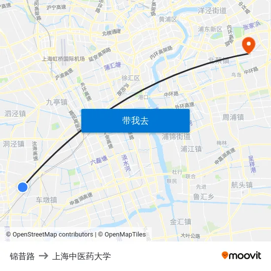 锦昔路 to 上海中医药大学 map
