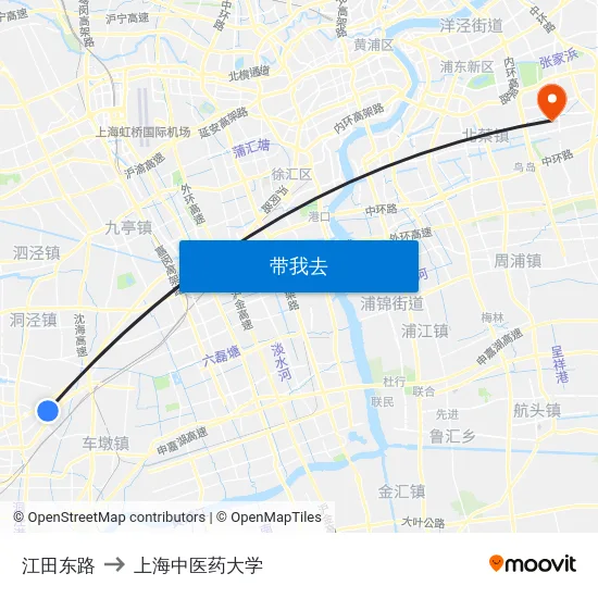 江田东路 to 上海中医药大学 map