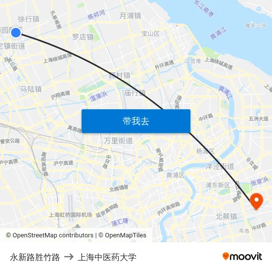 永新路胜竹路 to 上海中医药大学 map