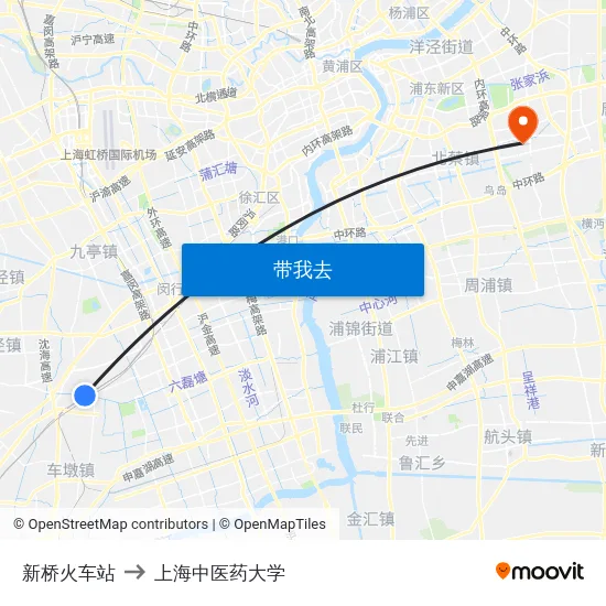新桥火车站 to 上海中医药大学 map