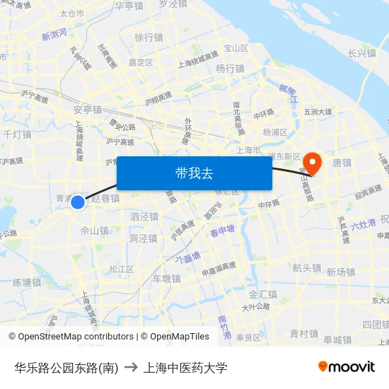 华乐路公园东路(南) to 上海中医药大学 map