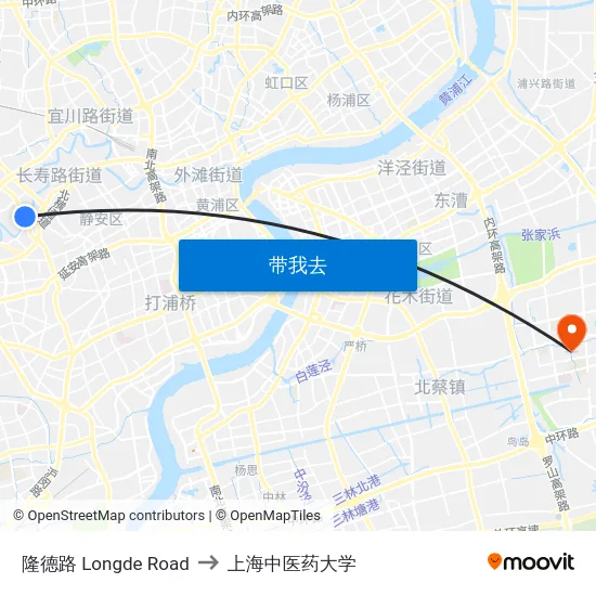 隆德路 Longde Road to 上海中医药大学 map
