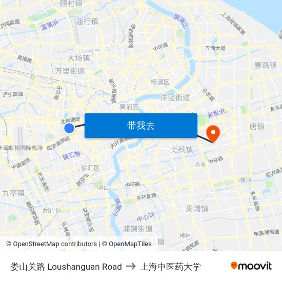娄山关路 Loushanguan Road to 上海中医药大学 map