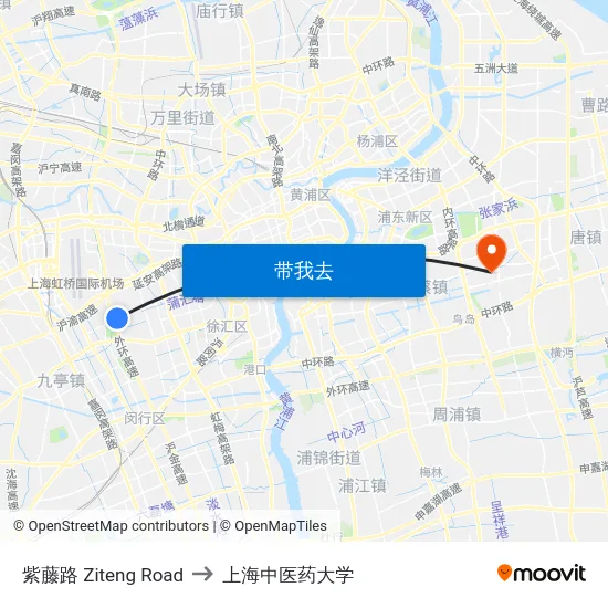 紫藤路 Ziteng Road to 上海中医药大学 map